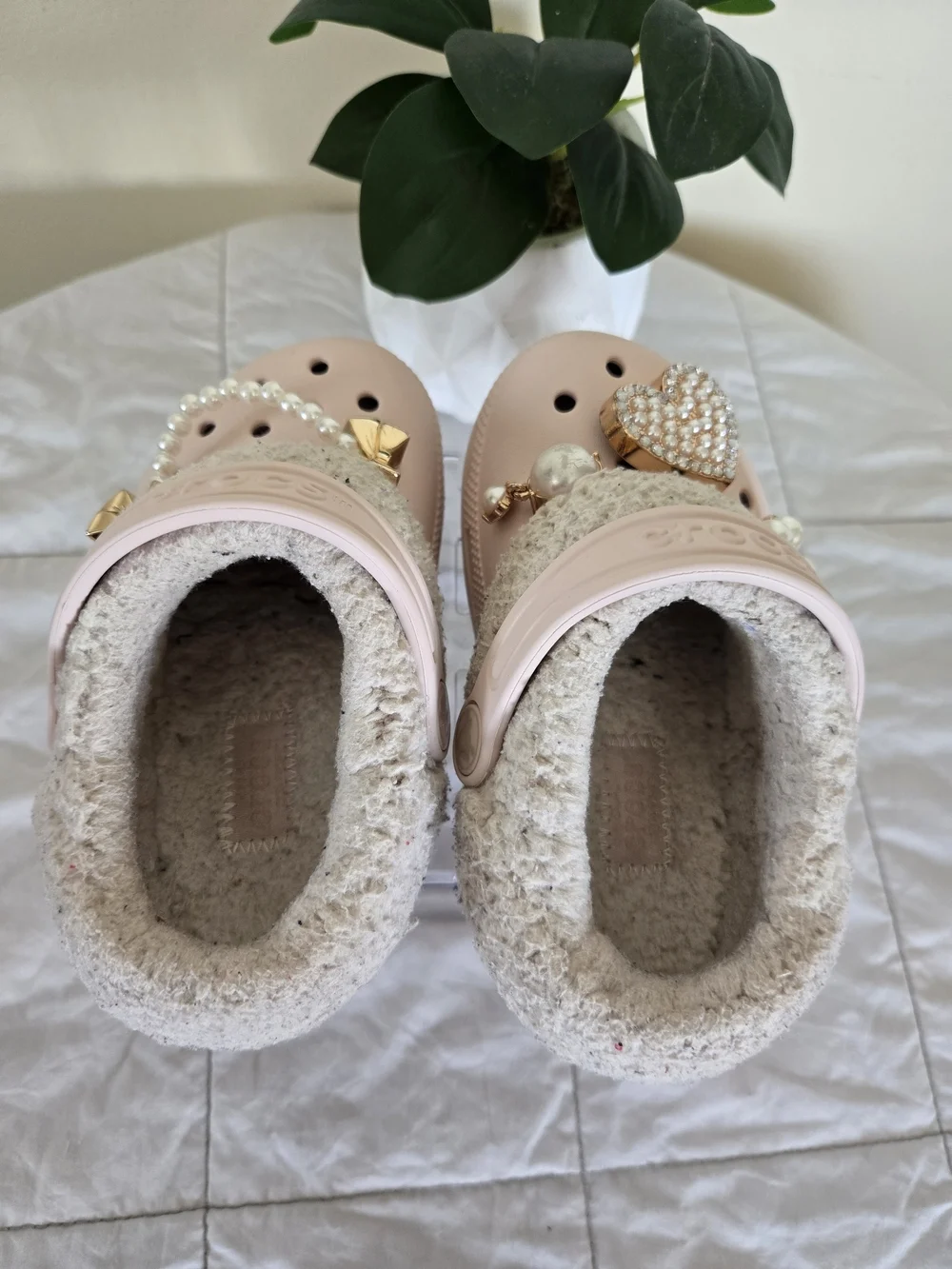 CROCS Classic Kids Pink Fleece Lined Clogs Girls 8